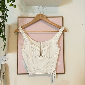 Off White Corset Tank with Black Outlining